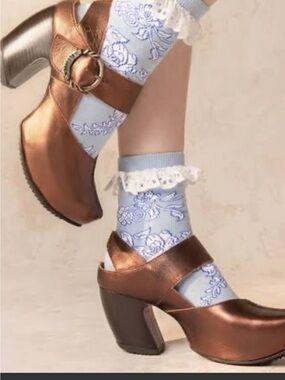 John Fluevog Metallic Copper Mary Jane Heels